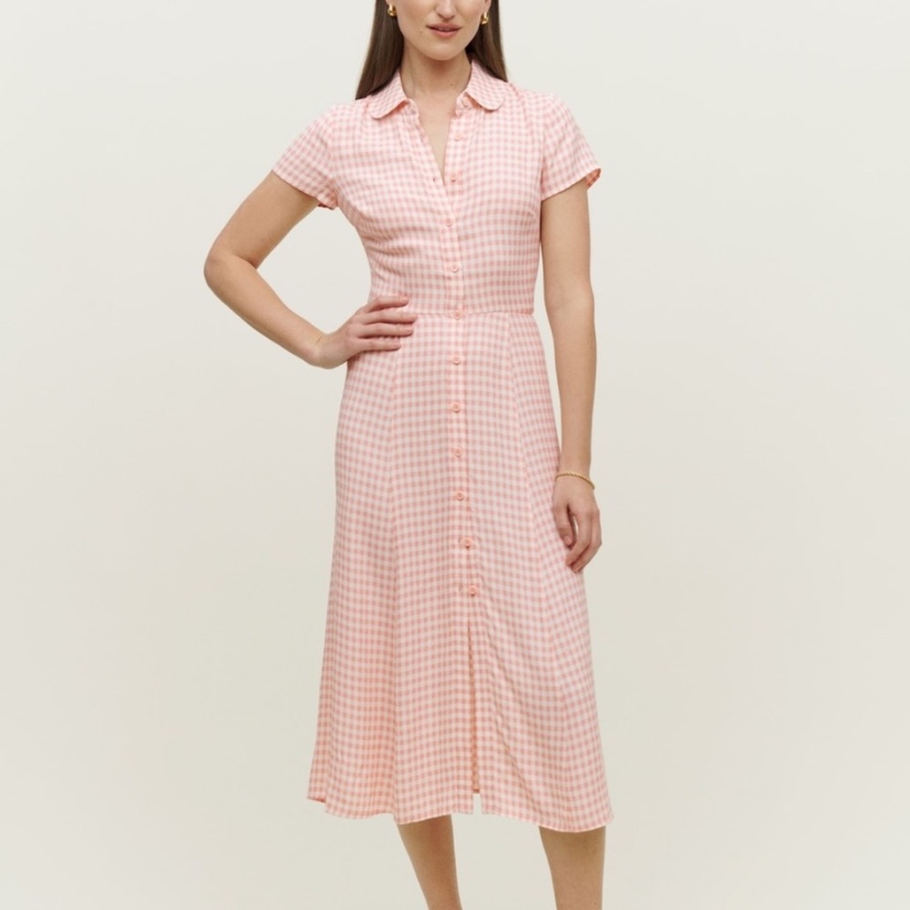 Reformation Wilma Midi Dress (pink gingham)